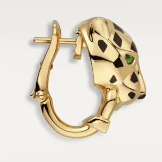 Brincos Panthere De Cartier – Ouro amarelo, laca, diamantes, granadas tsavoritas, ônix – Cartier