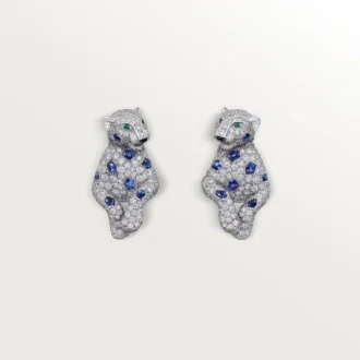 Brincos Panthere De Cartier, safiras, pavé