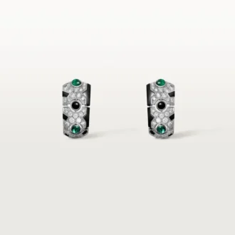 Brincos [Sur]Naturel – Ouro branco, esmeraldas, ônix, diamantes – Cartier