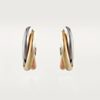 Brincos Trinity – Ouro Branco, Ouro Amarelo, Ouro Rosa – Cartier