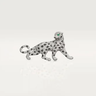 Broche Panthere De Cartier – Ouro Branco, Esmeraldas, Ônix, Diamantes – Cartier