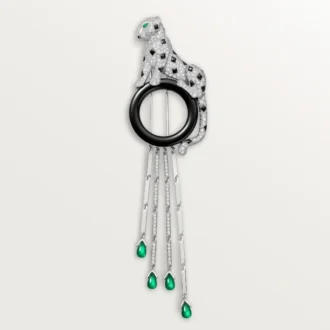 Broche Panthere De Cartier – Ouro Branco, Esmeraldas, Ônix, Diamantes – Cartier