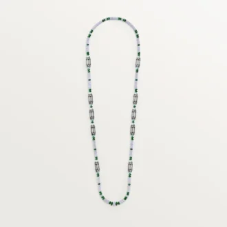 Colar de Alta Joalharia – Ouro Branco, Calcedônia, Skarn, Turquesa, Laca Preta, Diamantes – Cartier