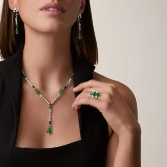 Colar En Equilibre, Esmeralda, Pavé