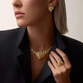 Colar Faune Et Flore De Cartier, diamantes amarelos, laranja e castanhos, pavé