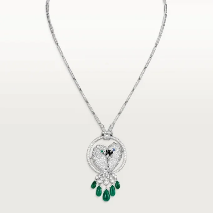 Colar Faune Et Flore De Cartier, pingentes de esmeralda, pavé