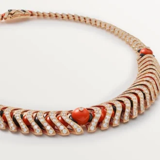 Colar Geometrie & Contrastes, Coral, Pavé