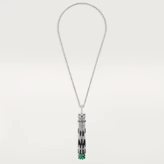 Colar longo Panthere De Cartier, esmeralda, multiuso, modelo grande, pavé
