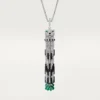 Colar longo Panthere De Cartier, esmeralda, multiuso, modelo grande, pavé