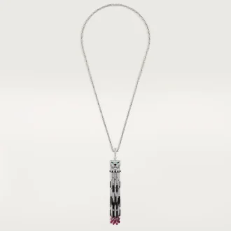 Colar longo Panthere De Cartier, rubi, multiuso, modelo grande, pavé