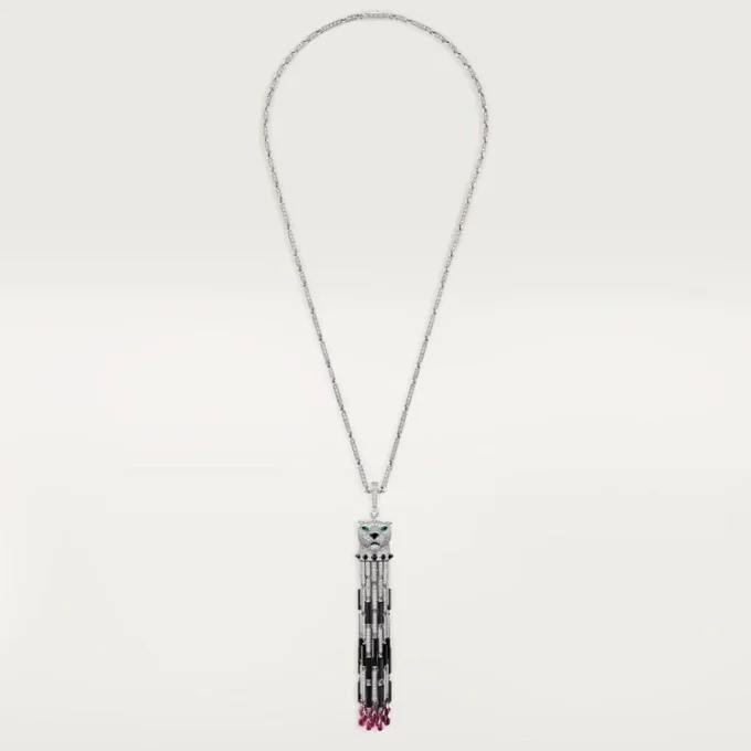Colar longo Panthere De Cartier, rubi, multiuso, modelo grande, pavé