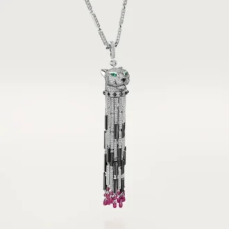 Colar longo Panthere De Cartier, rubi, multiuso, modelo grande, pavé