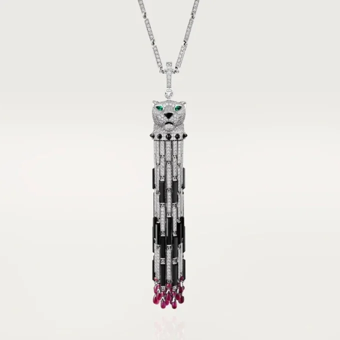 Colar longo Panthere De Cartier, rubi, multiuso, modelo grande, pavé
