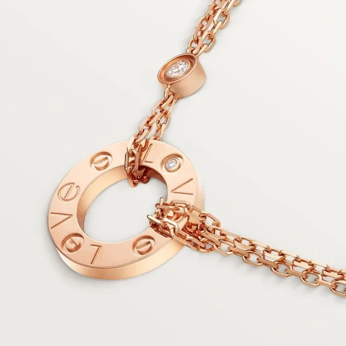 Colar Love, 2 diamantes – Ouro rosa, Diamantes – Cartier