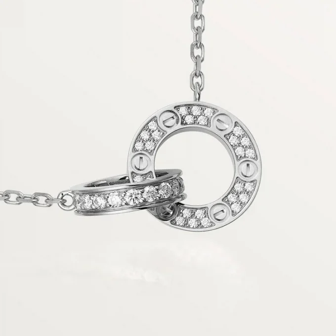 Colar Love, pavé de diamantes – Ouro branco, diamantes – Cartier