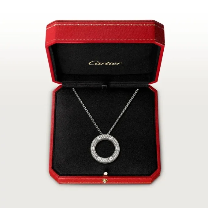 Colar Love, pavé de diamantes – Ouro branco, diamantes – Cartier