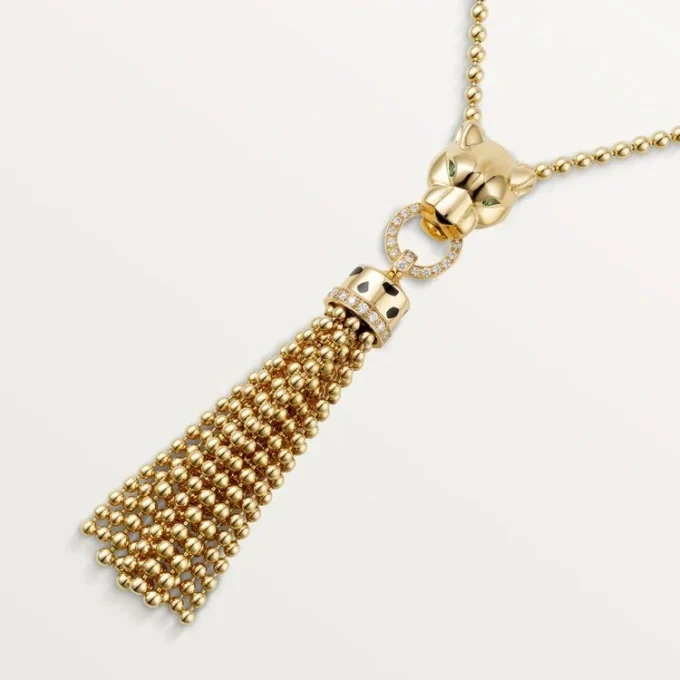 Colar Panthere De Cartier – Ouro amarelo, laca preta, granadas tsavoritas, ônix, diamantes – Cartier