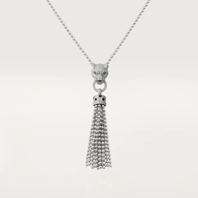 Colar Panthere De Cartier – Ouro Branco, Laca Preta, Esmeraldas, Ônix, Diamantes – Cartier