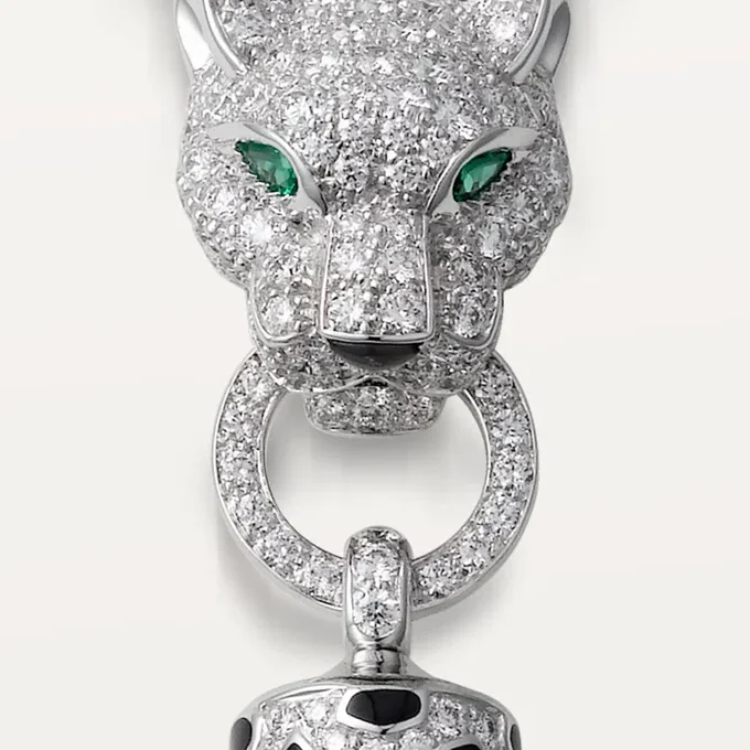 Colar Panthere De Cartier – Ouro Branco, Laca Preta, Esmeraldas, Ônix, Diamantes – Cartier