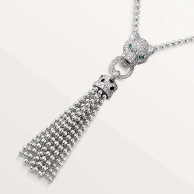 Colar Panthere De Cartier – Ouro Branco, Laca Preta, Esmeraldas, Ônix, Diamantes – Cartier