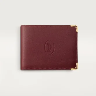 Moedas/Notas/Pele de bezerro cor de vinho, acabamento dourado – Cartier