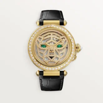 Outros relógios Panthere Jewelry – 41 mm, movimento mecânico de corda manual, ouro amarelo de 18 quilates, diamantes, braceletes de couro intercambiáveis – Cartier