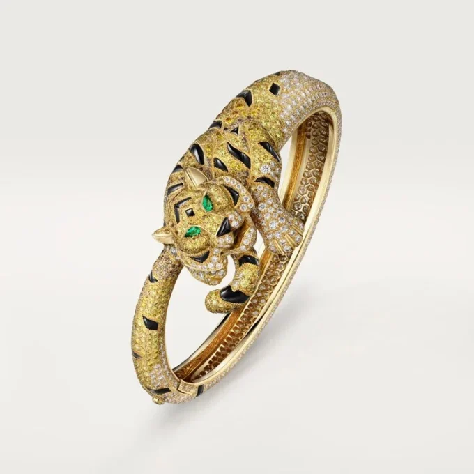 Pulseira Faune Et Flore De Cartier, diamantes amarelos, laranja e castanhos, pavé