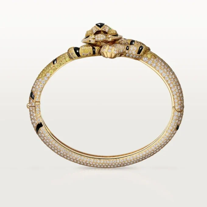 Pulseira Faune Et Flore De Cartier, diamantes amarelos, laranja e castanhos, pavé