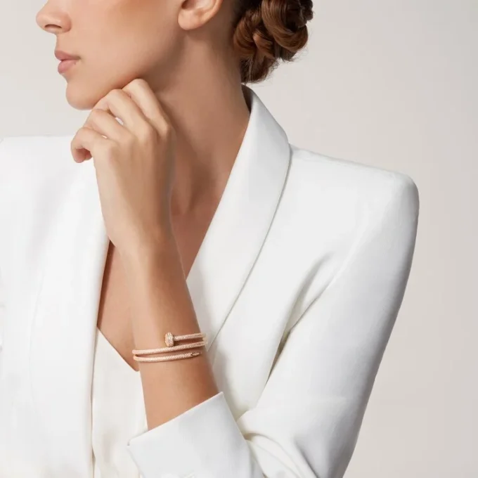 Pulseira Juste Un Clou, Dupla, Meio Pavé