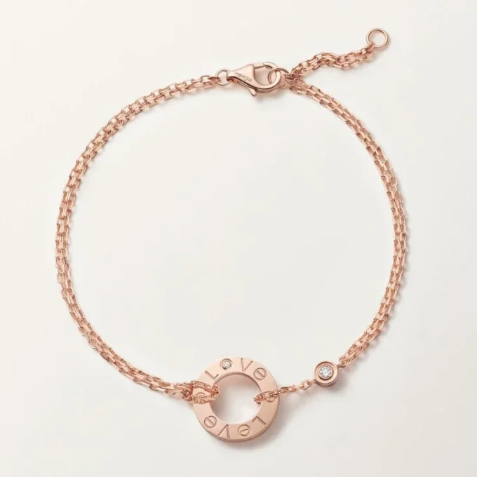 Pulseira Love, em corrente, 2 diamantes