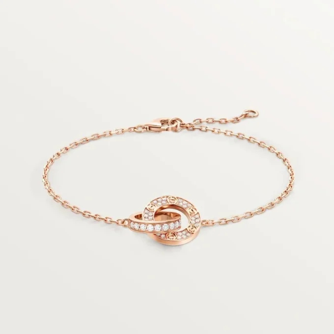 Pulseira Love, em corrente, pavé