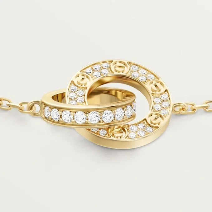 Pulseira Love, em corrente, pavé