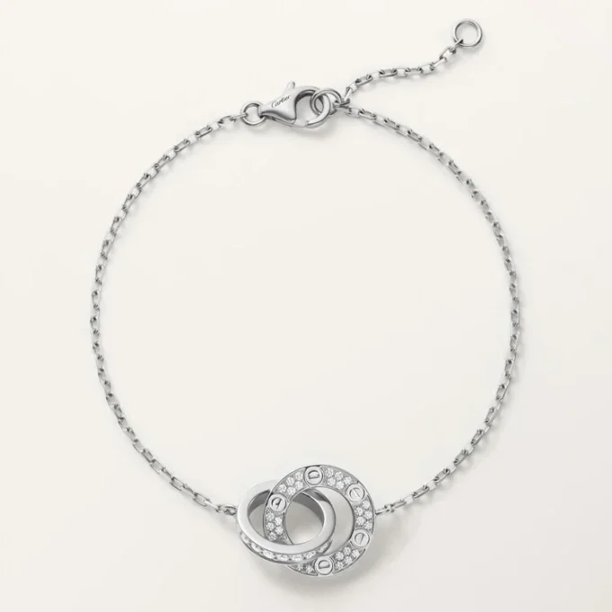 Pulseira Love, em corrente, pavé