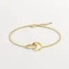 Pulseira Love, em corrente, semi-pavimentada