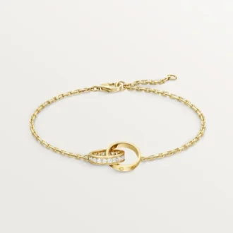 Pulseira Love, em corrente, semi-pavimentada