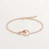 Pulseira Love, em corrente, semi-pavimentada