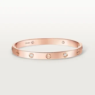 Pulseira Love, Modelo Clássico, 4 Diamantes
