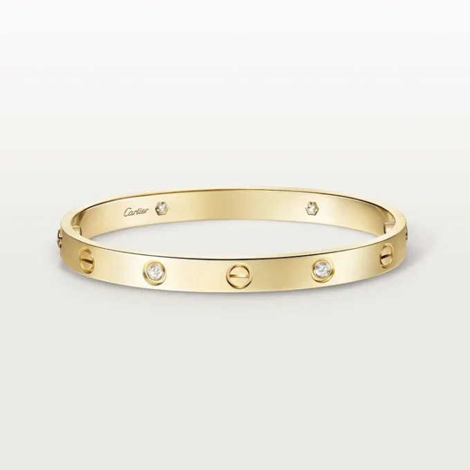 Pulseira Love, Modelo Clássico, 4 Diamantes