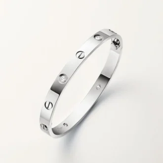 Pulseira Love, Modelo Clássico, 4 Diamantes