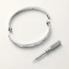 Pulseira Love, Modelo Clássico, Acabamento Escovado, 4 Diamantes