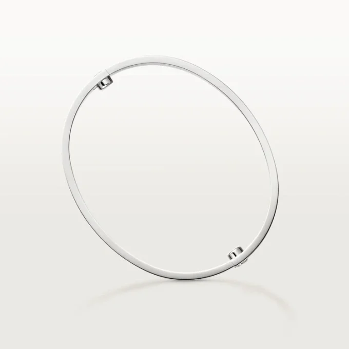 Pulseira Love, Modelo Clássico, Acabamento Escovado, 4 Diamantes