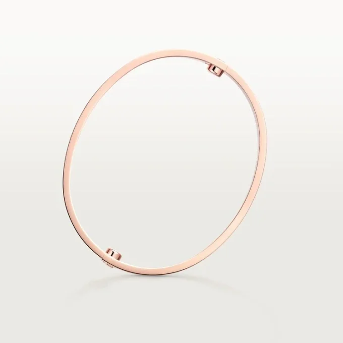 Pulseira Love, Modelo Clássico, Acabamento Escovado, 4 Diamantes