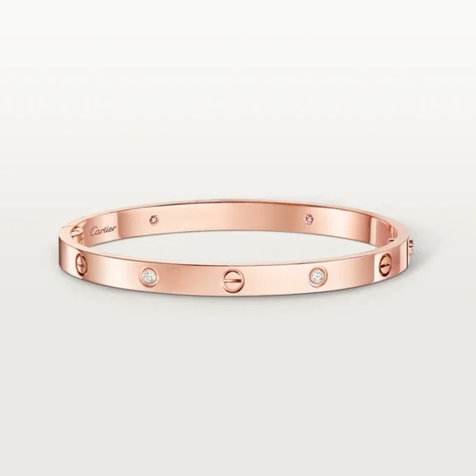 Pulseira Love, modelo médio, 4 diamantes