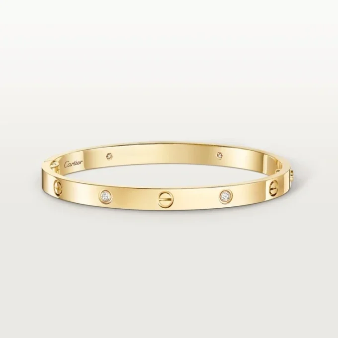 Pulseira Love, modelo médio, 4 diamantes