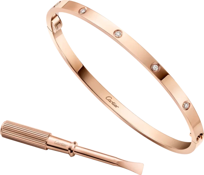 Pulseira Love, modelo pequeno, 10 diamantes