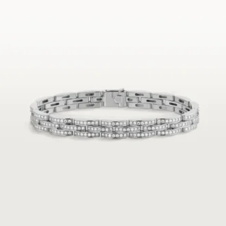 Pulseira Maillon Panthere, Três Filas, Pavé