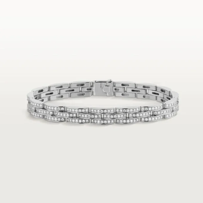 Pulseira Maillon Panthere, Três Filas, Pavé
