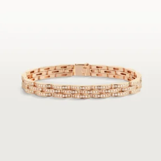 Pulseira Maillon Panthere, Três Filas, Pavé