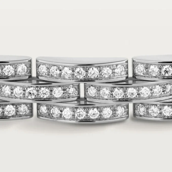 Pulseira Maillon Panthere, Três Filas, Pavé