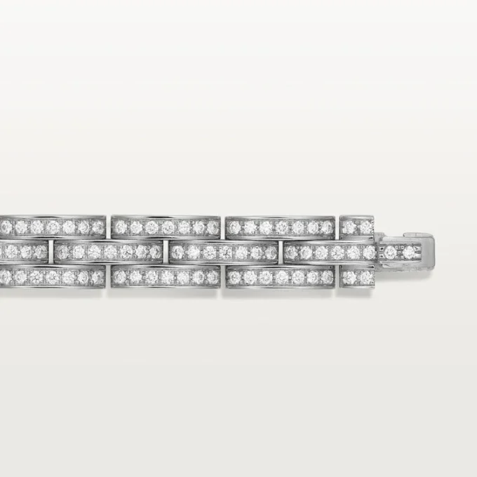 Pulseira Maillon Panthere, Três Filas, Pavé